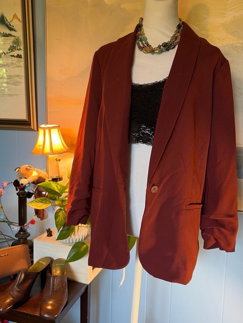 LC Lauren Conrad Deep Rust Single-Button Blazer